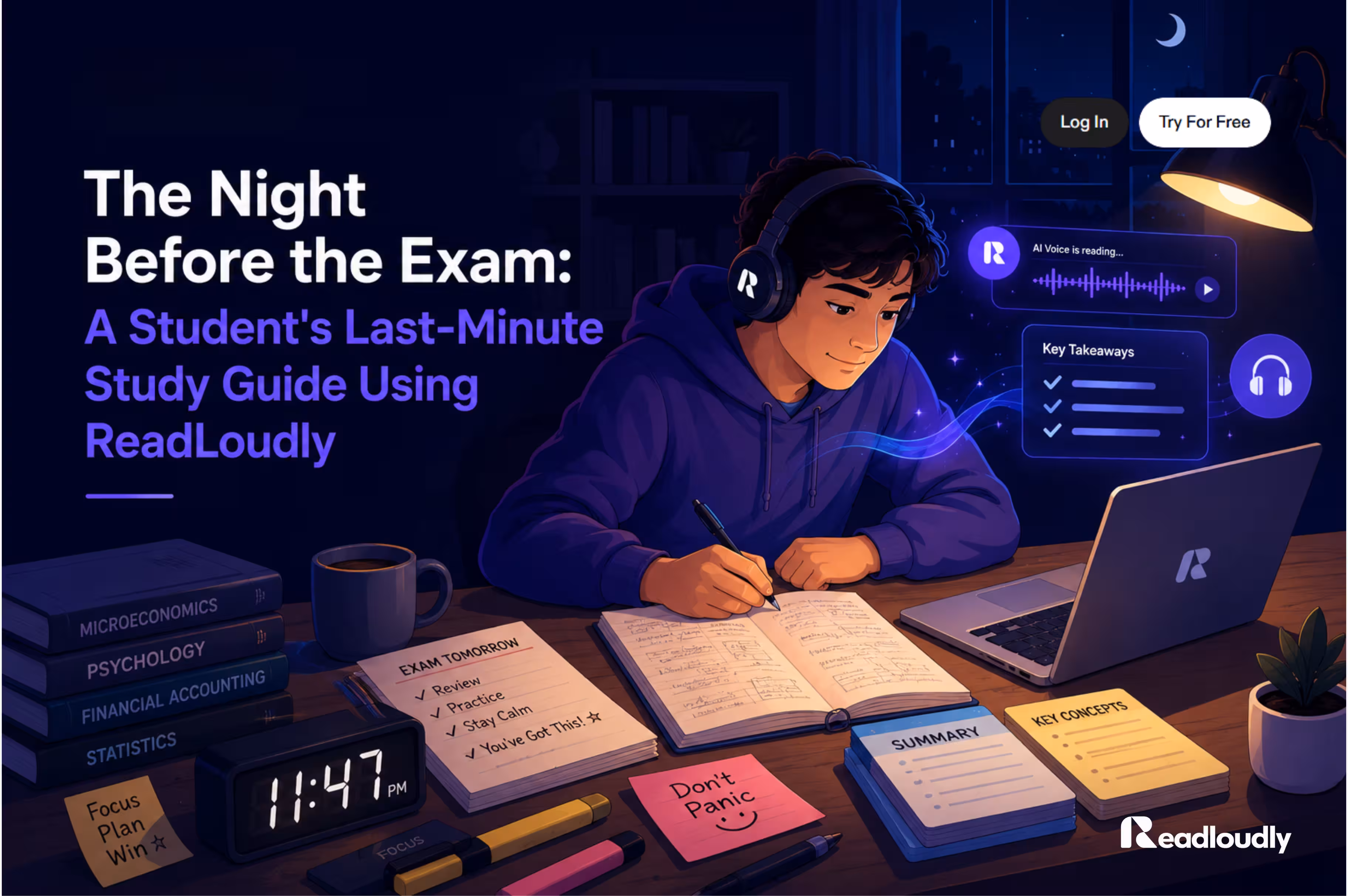 The Night Before the Exam: A Student's Last-Minute Study Guide Using ReadLoudly